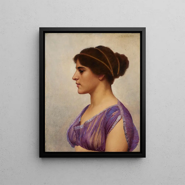 Study of a classical beauty - John William Godward — framed artwork on a wall