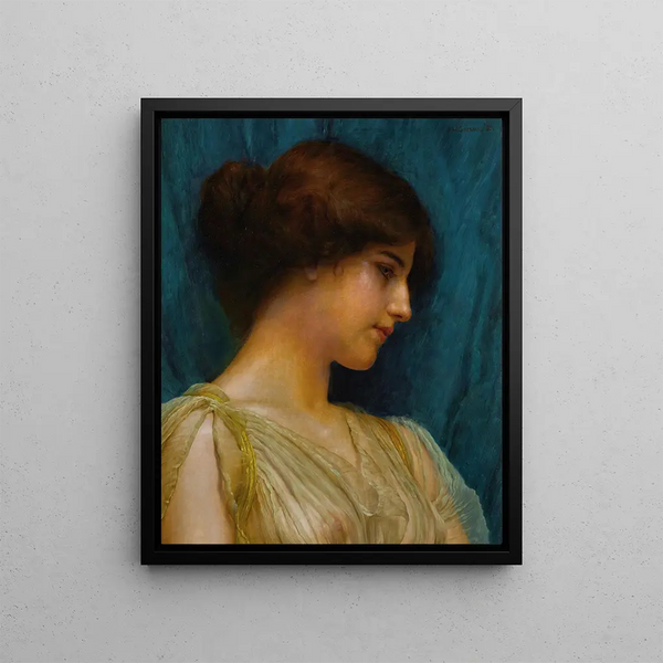 Study of a Girl's Head - John William Godward — framed artwork on a wall