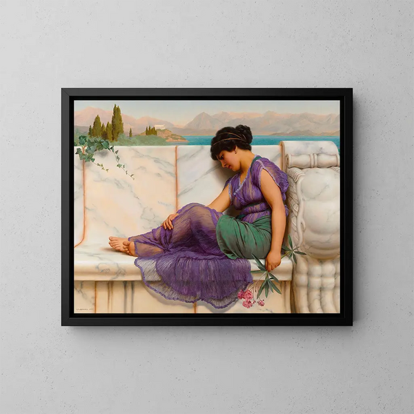 Summer Daydreams of idleness - John William Godward — framed artwork on a wall
