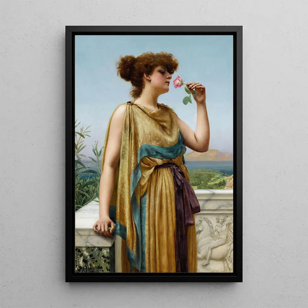 La Rose parfumée - John William Godward — framed artwork on a wall