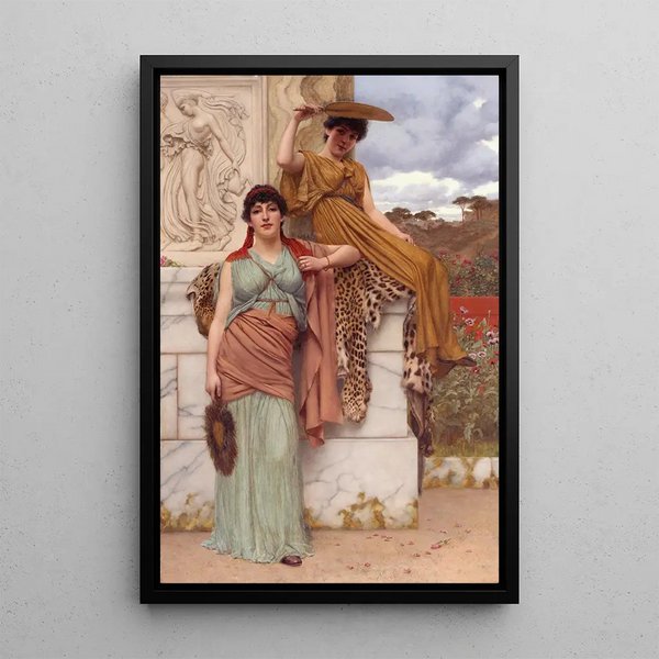 Waiting for the procession - John William Godward — framed artwork on a wall
