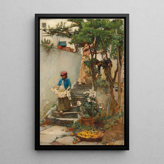 A Orange Grove Garden - John William Waterhouse — framed artwork on a wall