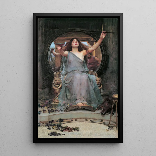 Circe offering the cup to Ulysses - John William Waterhouse — framed artwork on a wall