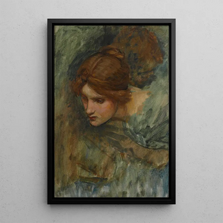 Study for the head of Venus in the Awakening of Adonis - John William Waterhouse — framed artwork on a wall