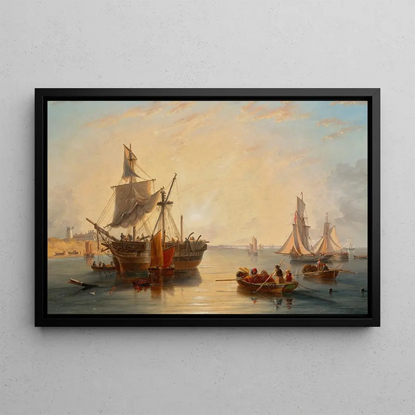 Wreck off Tantallon Castle - John Wilson Carmichael — framed artwork on a wall