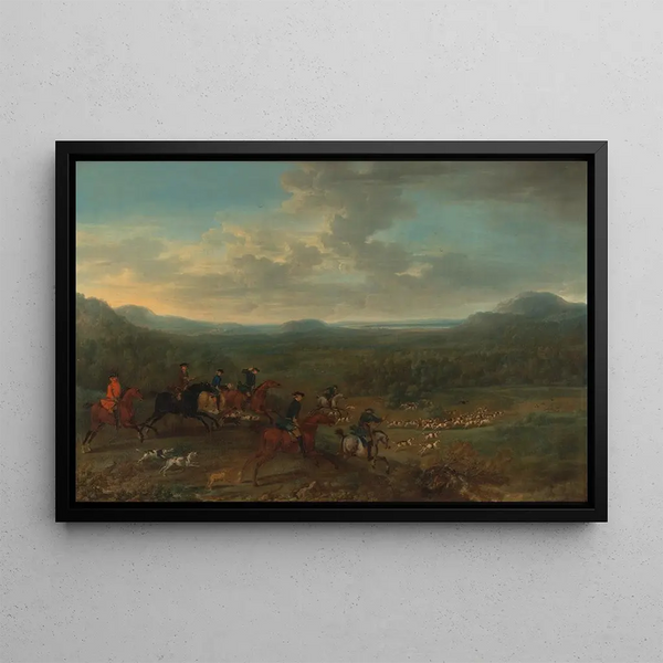 A fox hunt - John Wootton — framed artwork on a wall