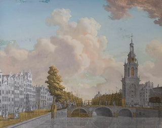 View of the tower called Jan Roodenpoortstoren and the Singel canal in Amsterdam - Jonas Zeuner — artwork view