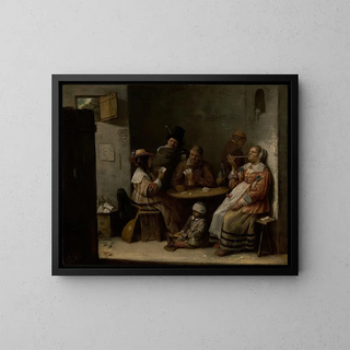 Les Joueurs de cartes - Joos van Craesbeeck — framed artwork on a wall