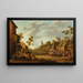 A village fair with people eating and drinking outside and children fighting on the ground - Joost Cornelisz Droochsloot — framed artwork on a wall