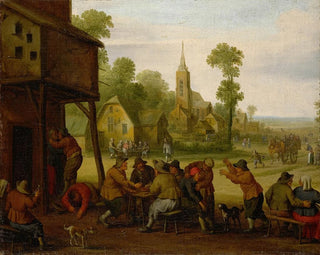 the peasants feasting in front of an inn - Joost Cornelisz Droochsloot — artwork view