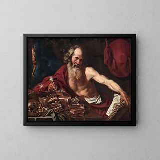 Saint Jerome - Joost van de Hamme — framed artwork on a wall