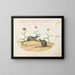 Two genets or civets with tulips - Joris Hoefnagel — framed artwork on a wall