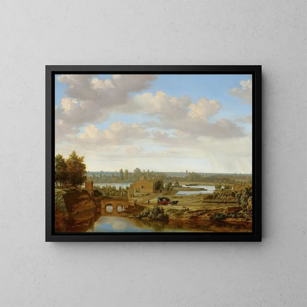 Panorama near Arnhem with the Rhine Gate - Joris van der Haagen — framed artwork on a wall