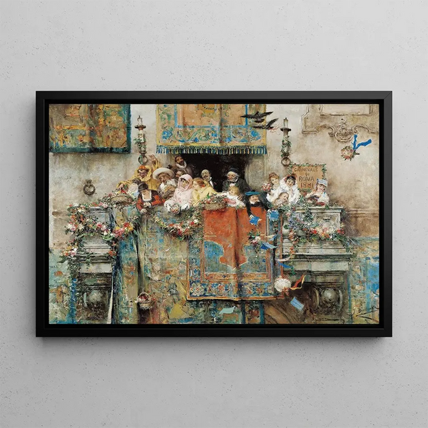 The Carnival in Rome - José Benlliure y Gil — framed artwork on a wall