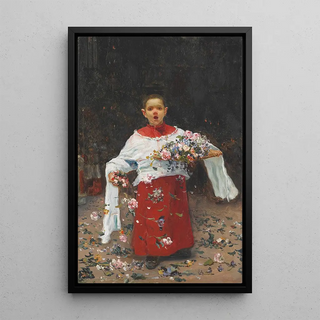 The Little Singer - José Gallegos y Arnosa — framed artwork on a wall