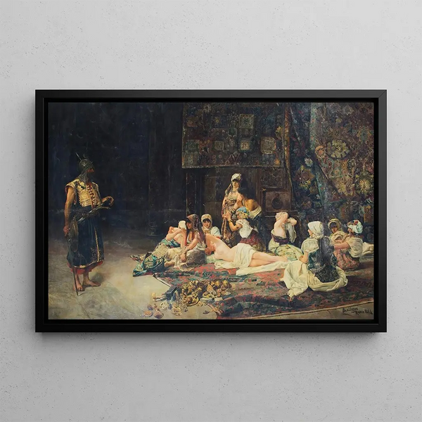 Dans le harem - José Gallegos y Arnosa — framed artwork on a wall