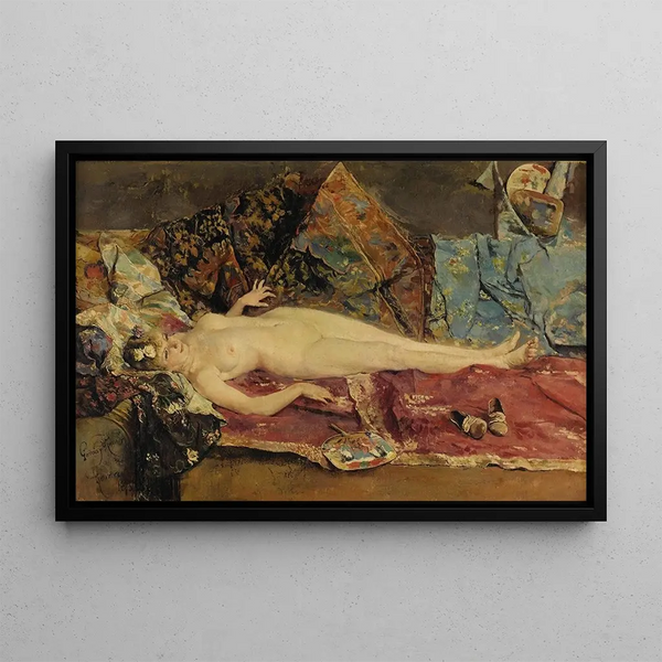 Orientalist Nude Painting - José García Ramos — framed artwork on a wall