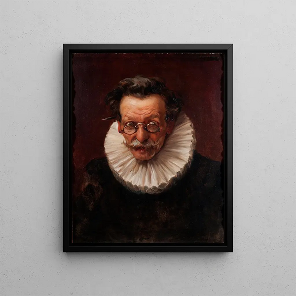 Portrait of an elderly man dressed in the style of the reign of Philip IV - José Llaneces — framed artwork on a wall