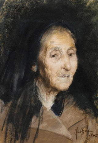 Head of an elderly woman - José Malhoa — artwork view