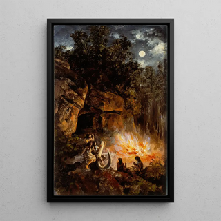 Scene from the Upper Paleolithic Quaternary period - José María Velasco — framed artwork on a wall