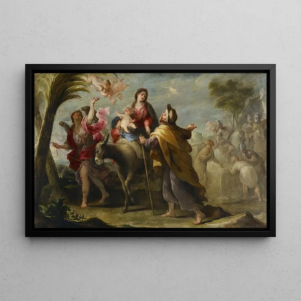 The Flight into Egypt - José Moreno — framed artwork on a wall