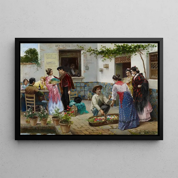 Andalusian at the country inn - José Rico Cejudo — framed artwork on a wall