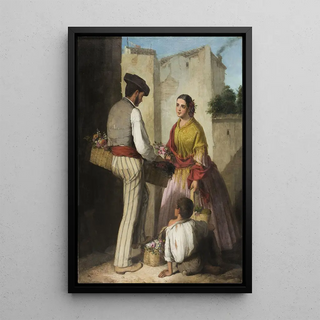 Flower Seller Painting - José Roldán — framed artwork on a wall
