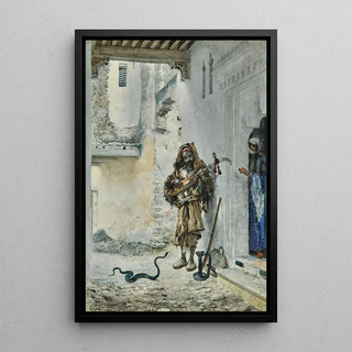 The Snake Charmer - José Tapir — framed artwork on a wall