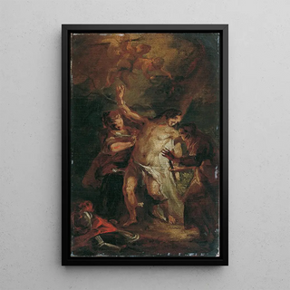 Saint Sebastian and the women - Josef Anton Mesmer — framed artwork on a wall