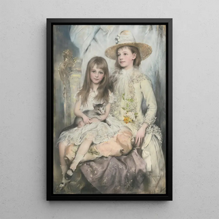 Austrian Sisters - Josef Árpád Koppay — framed artwork on a wall