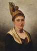 Young woman in traditional costume with golden bonnet - Josef Böche — artwork view