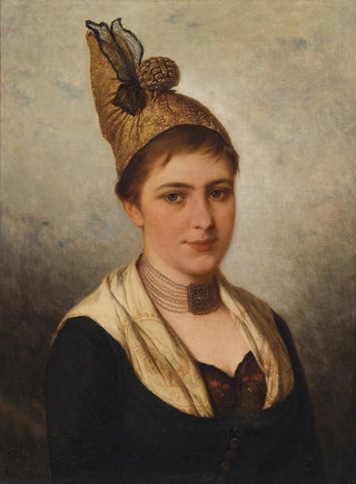 Josef Bche - Junge Frau in Tracht mit Goldhaube.webp