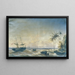 Warship in front of the Pacific Islands - Josef Carl Berthold Püttner — framed artwork on a wall