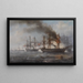 Naval combat painting near Helgoland - Josef Carl Berthold Püttner — framed artwork on a wall