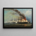 The Naval Battle at Helgoland on May 9, 1864 - Josef Carl Berthold Püttner — framed artwork on a wall