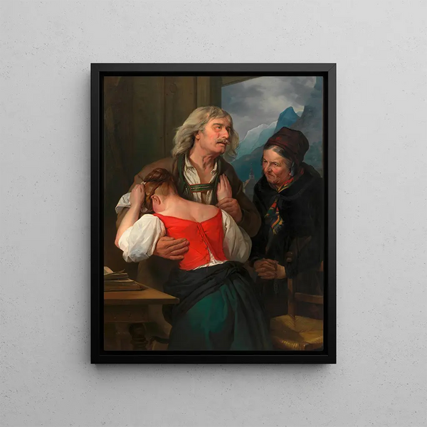 The Confession - Josef Danhauser — framed artwork on a wall