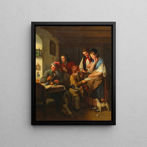 The lottery ticket - Josef Danhauser — framed artwork on a wall