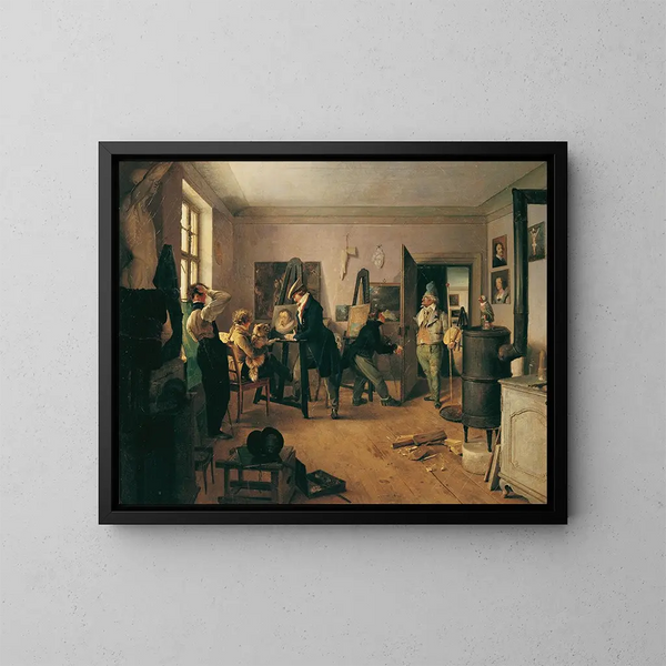 La salle des scolaires - Josef Danhauser — framed artwork on a wall