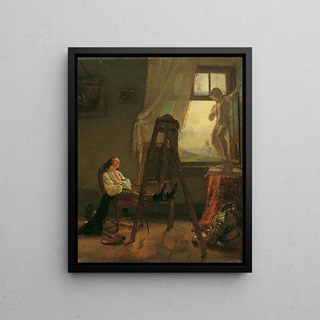 Josef Danhauser - Der eingeschlafene Maler im Atelier.webp