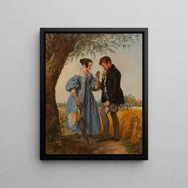 La rencontre - Josef Danhauser — framed artwork on a wall