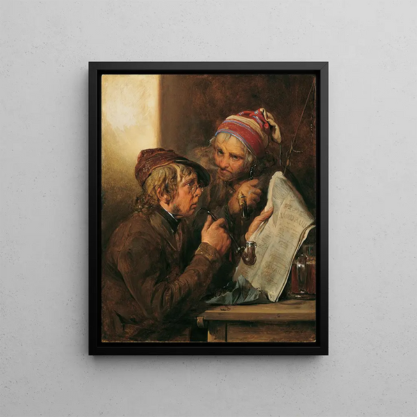 Les lecteurs du journal - Josef Danhauser — framed artwork on a wall