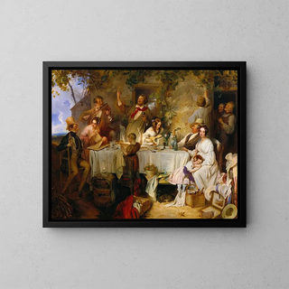 Vin, femme et chant - Josef Danhauser — framed artwork on a wall