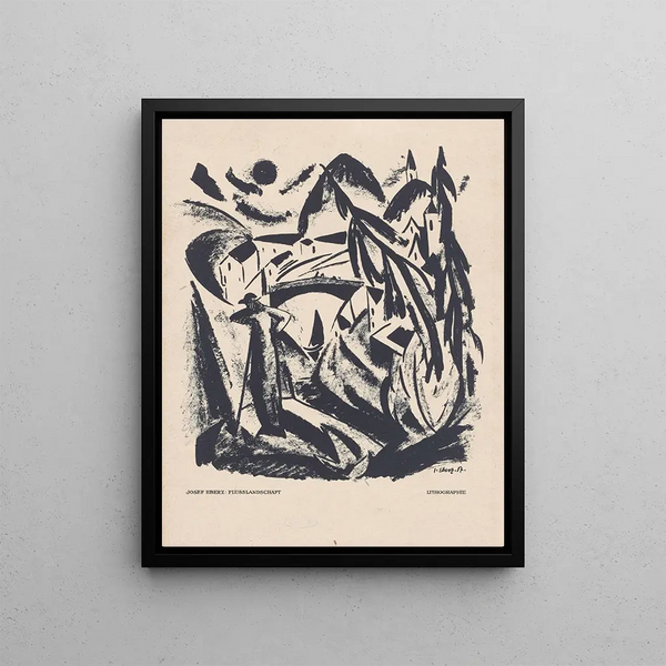 River landscape painting - Josef Eberz — framed artwork on a wall