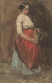 Young girl standing pouring a glass - Josef Eduard Teltscher van Elven — artwork view