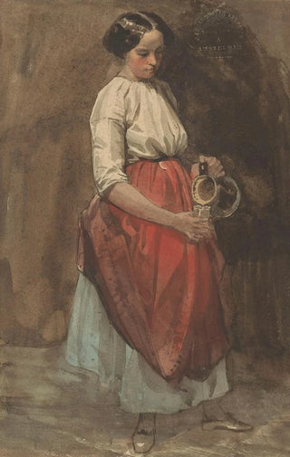 Young girl standing pouring a glass - Josef Eduard Teltscher van Elven — artwork view