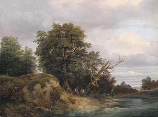 Fisherman by the riverbank - Josef Feid — artwork view