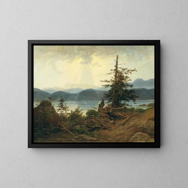 Scene at Attersee - Josef Feid — framed artwork on a wall