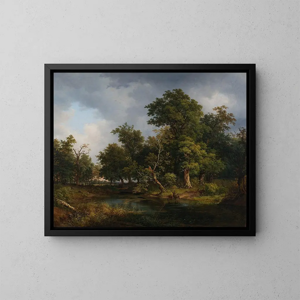 Forest landscape painting - Josef Feid — framed artwork on a wall