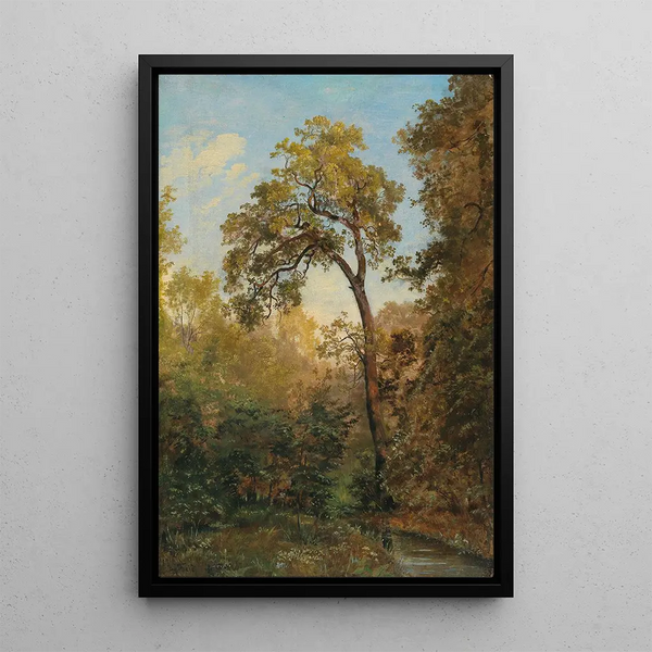Forest Interior Painting - Josef Feid — framed artwork on a wall