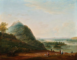 Wine Harvest Painting near Vienna with view of Klosterneuburg, Leopoldsberg, Bisamberg, and Korneuburg - Josef Heideloff — artwork view